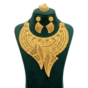 Juego de Collar de 4 Piezas de Latón y Cobre Chapado en Oro de 24K de Primera Calidad, Joyería para Mujer, Regalo para Compromiso, Festivales, Fiestas y Bodas - Product Image 3