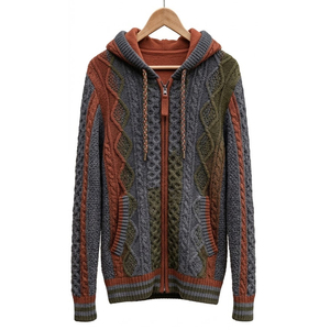 Pull-over en coton tricoté 100% pour homme, design classique, à capuche, avec poignets et ourlet côtelés, décontracté, avec poche, coupe-vent et imperméable - Product Image 3