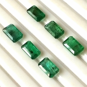 Lot de pierres précieuses d'émeraude naturelle du Zambie, 6,90 carats, taille émeraude calibrée 8x5 mm, facettées, translucides, pierres brutes, 6 pièces - Product Image 2