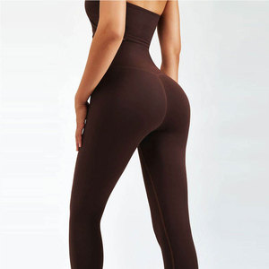 Ensembles de yoga pour femmes, motif uni, taille élastique, logo sur le devant, respirant, ensemble 2 pièces, vêtements de fitness de haute qualité - Product Image 4