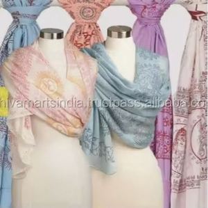 Shawl Long Letter Patterned Traditional <b>Scarf</b> Cotton Assorted Colors Adult Summer Style Indian Hindu God Printed Daily Life - Product Image 5