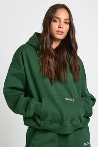 Ensemble sweat à capuche et pantalon de jogging pour femme, sans cordon, en molleton 100 % coton, avec logo frontal, haute qualité, vente en gros - Product Image 4