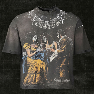 Camiseta Personalizada de 280 g/m², Estilo Vintage, Lavado Ácido, con Pedrería, Estilo Urbano, Talla Grande para Hombre - Product Image 6