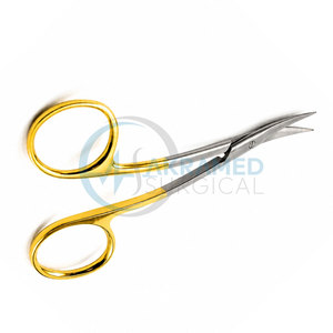 TC LaGrange Curved Scissors 11cm Gold Handle Micro Surgical Tissue Gum Dental Surgical <b>Shears</b> <b>Tool</b> - Product Image 1