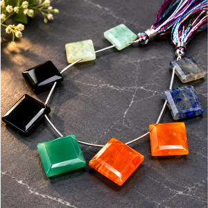 Wholesale Price Real Gemstone <b>Beads</b> 12mm Loose Square Briolette Quartz Premium Jewelry Making Mix <b>Stone</b> <b>Beads</b> Alif International - Product Image 1