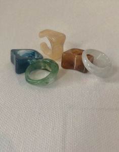 <b>Chunky</b> Square Resin <b>Ring</b> for Women Bold Green waterproof Jewelry Statement Finger <b>Ring</b> Trendy Modern Design Glossy Acrylic Style - Product Image 6