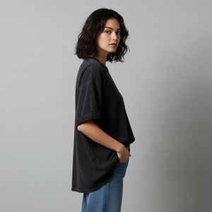 เสื้อยืดสตรีทแวร์ทรงหลวม คอวี ผ้าฝ้าย 100% ระบายอากาศได้ดี เป็นมิตรกับสิ่งแวดล้อม แห้งเร็ว น้ำหนัก 220 กรัม เหมาะสำหรับฤดูร้อน ตกแต่งด้วยลายปัก - Product Image 5