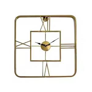 Luxury Square <b>Wall</b> <b>Clock</b> Gold Metal Skeleton Frame Roman Numeral Design Silent Quartz Movement for Premium Home Office <b>Decor</b> - Product Image 1