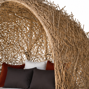 ARTERRA Chaise longue d'extérieur moderne haut de gamme avec auvent et coussins en branches de teck pour piscine, patio, complexe hôtelier, cour, hôtel, villa - Product Image 3
