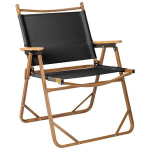 Large Aluminum <b>Frame</b> 600D Khaki Oxford Fabric 100kg Loading Capacity Imitation Wood Grain Spray Paint <b>Black</b> Camping Chair - Product Image 2