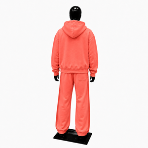 Premium Coral Tracksuit Men <b>Full</b> <b>Zip</b> <b>Hoodie</b> Jogger Pants Matching Set Oversized Casual Streetwear Athletic Sportswear Fashion - Product Image 2