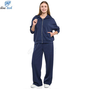 Wholesale Women Tracksuit Set Cotton Fleece Solid Eco-Friendly Breathable Streetwear Hoodie Sweatpants Two Piece Casual Outfit - Product Image 1