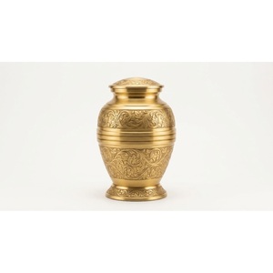 Luxury Engraved Brass Cremation Urn For Adult Ashes Elegant Floral Metal Funeral Urns Custom <b>Memorial</b> <b>Keepsake</b> With Threaded Lid - Product Image 1