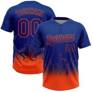 Jersey de Softbol Azul Rey y Naranja Degradado Skyline, 100% Poliéster, Malla Bird Eye, Logotipo Personalizado, Nombre del Equipo, Número del Jugador - Product Image 2