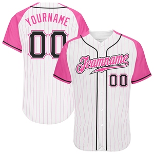 Wholesale Best Selling OMMIZ INDUSTRY Custom White Royal Pinstripe Royal-Red Authentic <b>Raglan</b> Sleeves Baseball Jersey - Product Image 3