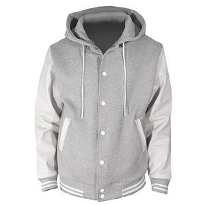 Nouvelle veste à capuche décontractée style Letterman, coupe régulière, couleur unie, col rabattu, style décontracté, pour l'automne - Product Image 1