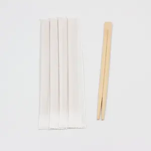 Biologisch abbaubare Einweg-Bambus stäbchen mit 240x4,5mm und halb versiegelter Papiertüte, die beide zwei durchgehenden Bambus stäbchen öffnet