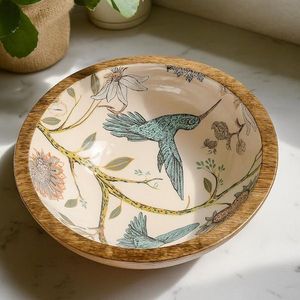 Tazón para Ensalada de Madera Esmaltada Ecológico Hecho a Mano, 8 Pulgadas de Diámetro, Vajilla Resistente para Fiestas, Uso Doméstico y en Restaurantes - Product Image 1