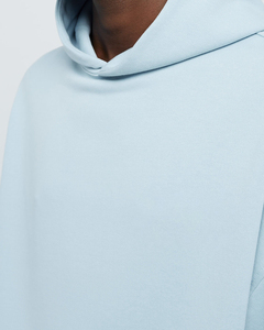Sweat à capuche unisexe surdimensionné bleu ciel OEM, épais et lourd, avec logo personnalisé, épaules tombantes, 100 % coton molletonné 550 GSM - Product Image 6