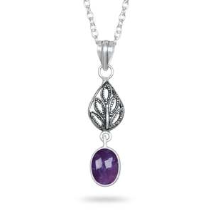 Pendentif en améthyste violette naturelle, bijoux en argent sterling 925 de haute qualité, vente en gros de pendentifs en argent, fabricant - Product Image 3