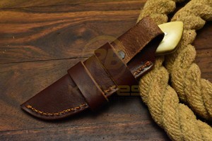 Hot Sale DIY OEM Handmade Carbon Steel Fixed Blade Hunting <b>Knife</b> <b>Bone</b> <b>Handle</b> Full Tang Outdoor Survival Camping <b>Knife</b> Leather - Product Image 5