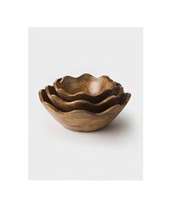 Bol en bois massif poli à la main pour servir des salades et des fruits, utilisation décorative en cuisine et à table - Product Image 4