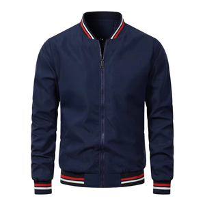 Chaqueta Bomber Gris para Hombre, Casual, con Cierre Frontal, Color Sólido, Cuello Camisero, Poliéster, para Otoño - Product Image 5