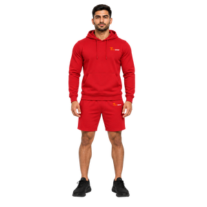 Men's Red Hoodie and Shorts Set Cotton <b>French</b> Terry Casual Athletic Wear <b>Outfit</b> Autumn Breathale Men's Hoodie & Short - Product Image 1