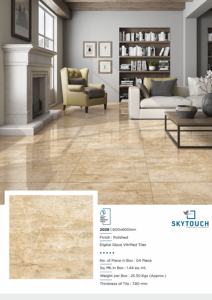 Lujosos azulejos de porcelana marrón Skytouch de alto brillo 600x600 y 600x1200 tamaños Diseño moderno Piso de baño Exportación de alta calidad - Product Image 3