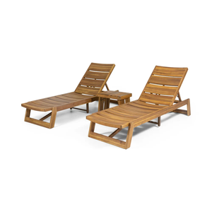 Conjunto de Tumbonas de Teca para Exteriores, Tumbona para Piscina, Muebles Modernos para Patio, Tumbona Ajustable para Jardín, Muebles para Resort y Villa - Product Image 2