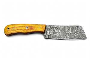 Cuchillo de Cocina Artesanal de Acero Damasco con Diseño de Gota de Lluvia, Mango de Madera Amarilla - Product Image 2