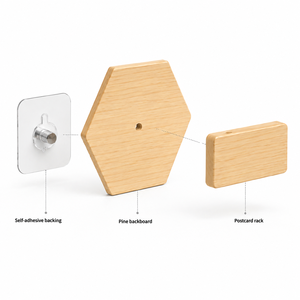 Porte-cartes postales mural en bois de pin, hexagonal, pour affichage de photos, décoration intérieure - Product Image 5