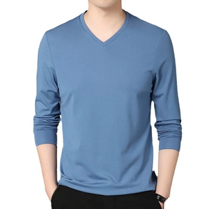 High Quality 260 Grams Solid Soft Touch <b>Long</b> <b>Sleeve</b> <b>Tshirts</b> 100% Cotton Regular Fit Blank V-neck <b>Tshirts</b> <b>Men</b> - Product Image 6