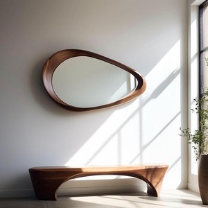 Espejo de Pared Asimétrico de Madera de Acacia 32x18 Hecho a Mano al por Mayor - Product Image 3