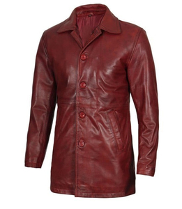 Hot Selling Black Maroon <b>Long</b> Genuine <b>Leather</b> Motorcycle <b>Jacket</b> Stylish Durable Premium Quality Casual Men's Autumn Front Logo - Product Image 5