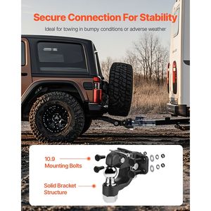 Gancio di traino da 2 pollici compatibile con ganci da 2,5 e 3 pollici, gancio a perno, gancio ricevitore per rimorchi, capacità di traino 20.000 libbre - Product Image 3