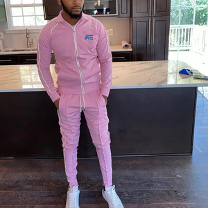 Men's Slim Fit Tracksuit Set Custom Sportswear <b>Zip</b> <b>Up</b> <b>Jacket</b> Jogger Pants Reflective Piping Athletic Training Wear OEM Wholesale - Product Image 3