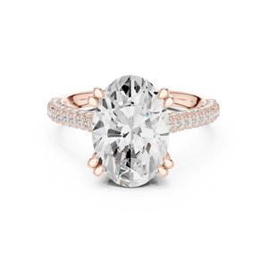 Rose Gold Lab Grown Diamond Oval Engagement Ring, Pavé Diamond Halo Band, Luxury Bridal Wedding Ring for Women <b>Gifts</b> for Her - Product Image 4