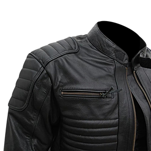 Genuine <b>Sheepskin</b> PU Leather Made Motorbike Motorcycle Wear <b>Jacket</b> Low MOQ Outdoor Sportswear Zipper Up <b>Jackets</b> For Male - Product Image 4