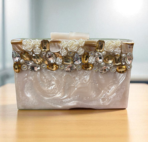 Luxury <b>Black</b> Acrylic Storage <b>Bag</b> Evening <b>Clutch</b> <b>Bag</b> Elegant Swan Clasp Bridal Purse Handmade MOP Resin <b>Wedding</b> Handbag Wholesale - Product Image 6