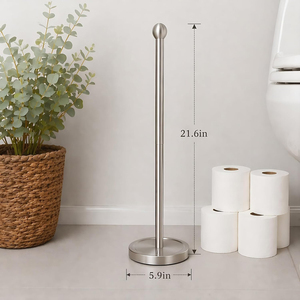 Support de papier toilette sur pied avec réservoir, porte-rouleau de papier toilette compact pour salle de bain - Product Image 5