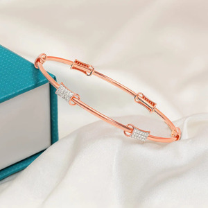 Interlocking Round Loop Diamond Accent <b>Bangle</b> <b>Bracelet</b> - Product Image 3