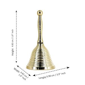 Campana de Mano de Latón Hecha a Mano, 11.5 x 5 cm, Diseño en Relieve |   Ghanti Tradicional para Pooja y Aarti con Sonido Claro y Resonante - Product Image 5