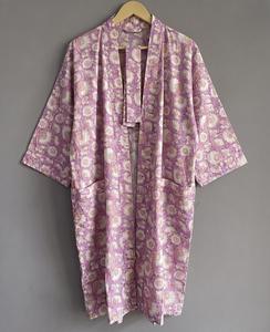 Robe Kimono Vintage pour Femmes en Coton 100% Indien, Imprimé Floral Printemps-Été, Faite à la Main, Longueur Genou, Taille Unique, Robes Casual - Product Image 1