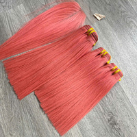 Extensions de cheveux lisses couleur pêche avec closure HD, qualité Super Double Drawn, cheveux vietnamiens de haute qualité, modèle très prisé