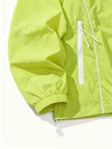 High Quality Unisex Lime Green Waterproof Polyester Waterproof Polyester Nylon Windbreaker Track <b>Jacket</b> and Shorts Set - Product Image 3