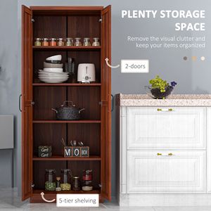 63\" Modern <b>Kitchen</b> <b>Pantry</b> Storage Cabinet Tall Metal Cabinet with 2 Doors and 5 Tier Shelves - Product Image 4