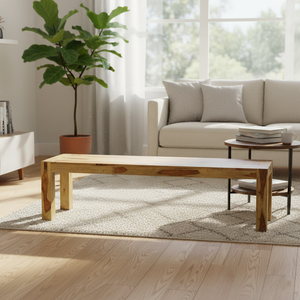 Banc de salle à manger artisanal en bois de Sheesham, bois de rose indien massif, design contemporain pour l'extérieur, mobilier d'art artisanal pour la maison - Product Image 1