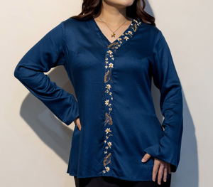 High Quality PAMELA Blue Giza Cotton Premium Shirt for Women Elegant Formal Office Wear Ladies Shirts Wholesale Supplier - Product Image 5