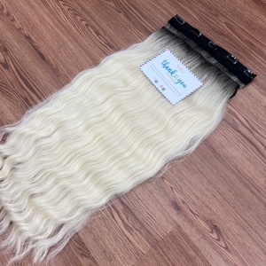 Extensions de cheveux naturels de haute qualité, lisses, colorées, à clipser, style vietnamien - Product Image 4